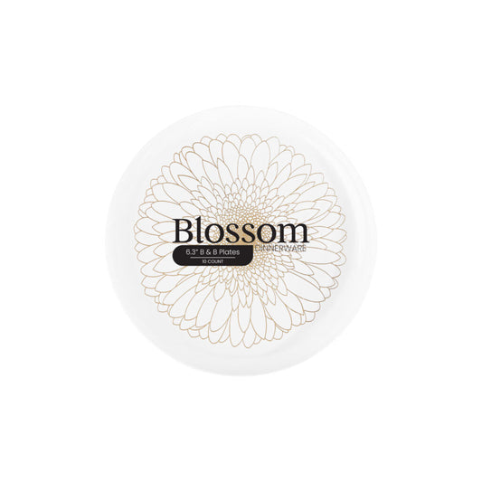 Blossom Plates White/Gold 6.3" 10pc
