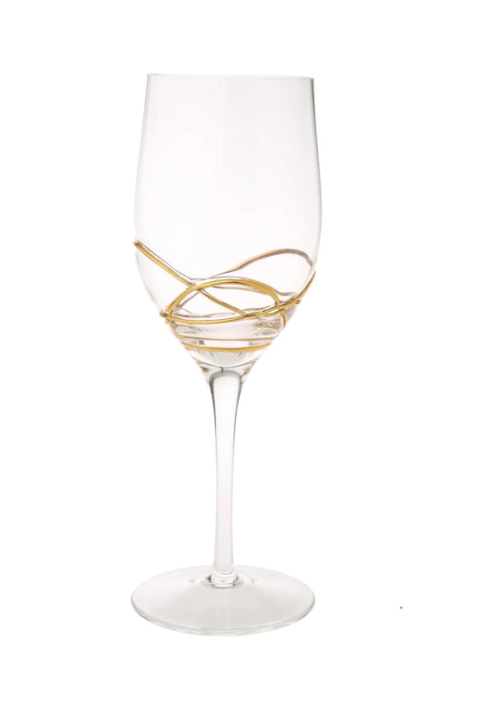 Classic Touch Gold Swirl Wine Glasses 12oz 6pc
