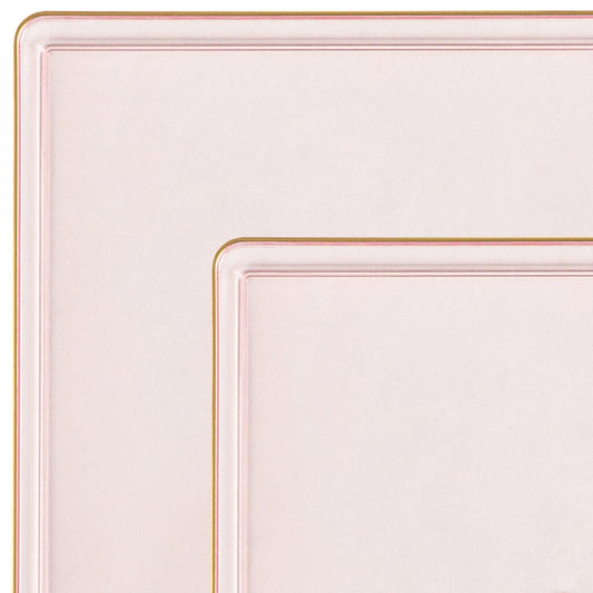 Square Edge Plates Pink Transparent/Gold Rim Combo 20pc